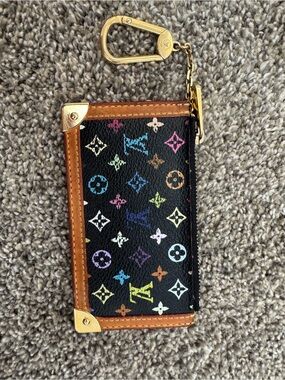 Louis Vuitton Black Multicolor Monogram Key & Card Holder with Gold Hardware
